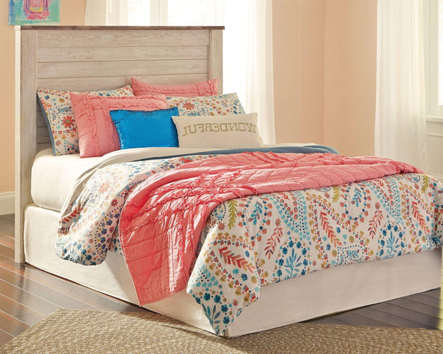 Ashley Willowton - Whitewash - Full Panel Headboard with Bolt on Bed Frame