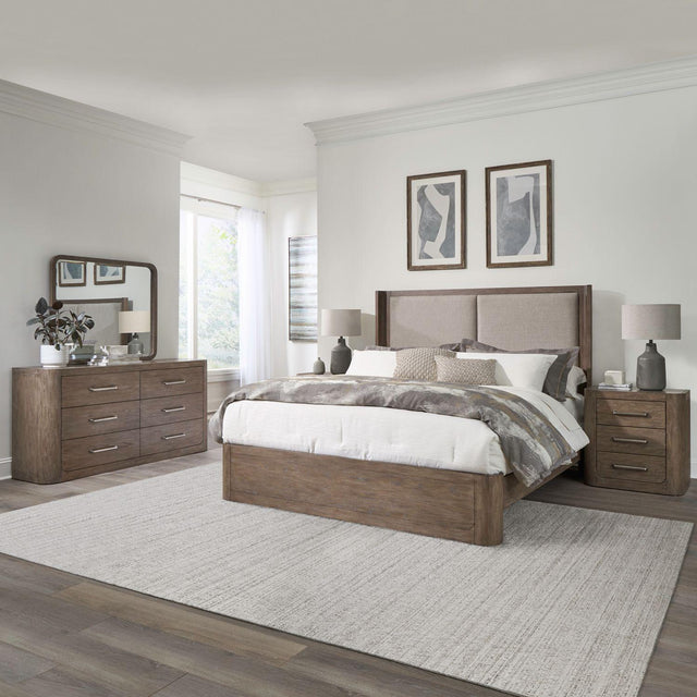 Liberty Furniture South Bend - 4 Piece Bedroom Set (Queen Shelter Bed, Dresser & Mirror, Night Stand) - Brown