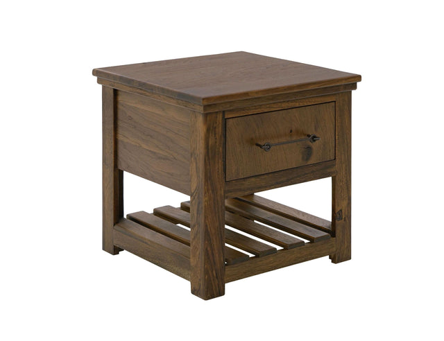 International Furniture Direct Walnut - 1 Drawer End Table - Walnut Brown