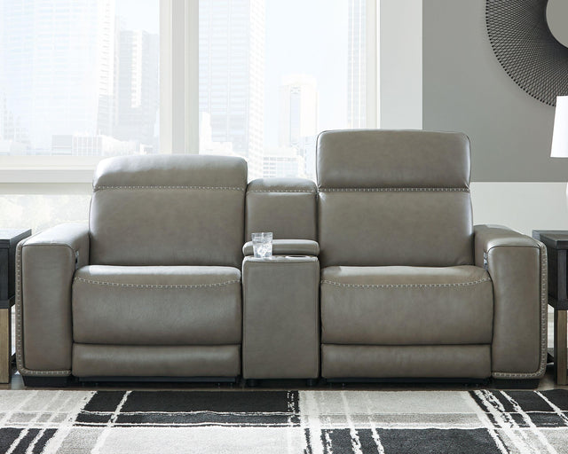 Ashley Correze - Gray - Power Loveseat with Console 3 Pc Sectional