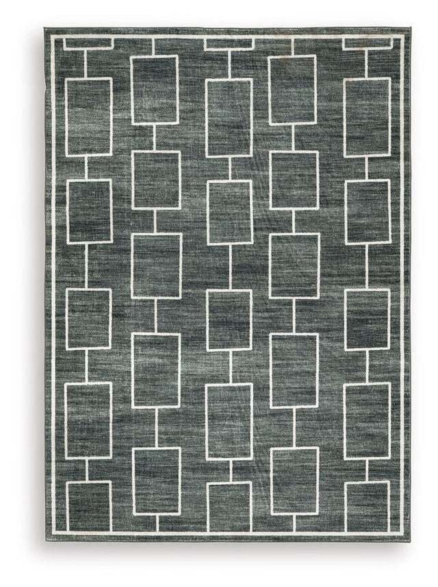 Ashley Elderland Washable Medium Rug - Black/Gray
