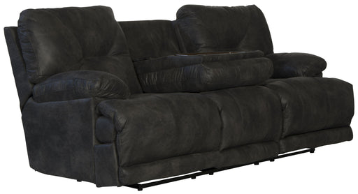 Catnapper Voyager - Lay Flat Reclining Sofa With 3 Recliners and Drop Down Table - Slate - Fabric
