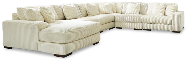 Ashley Lindyn - Ivory - 6-Piece Sectional With LAF Corner Chaise