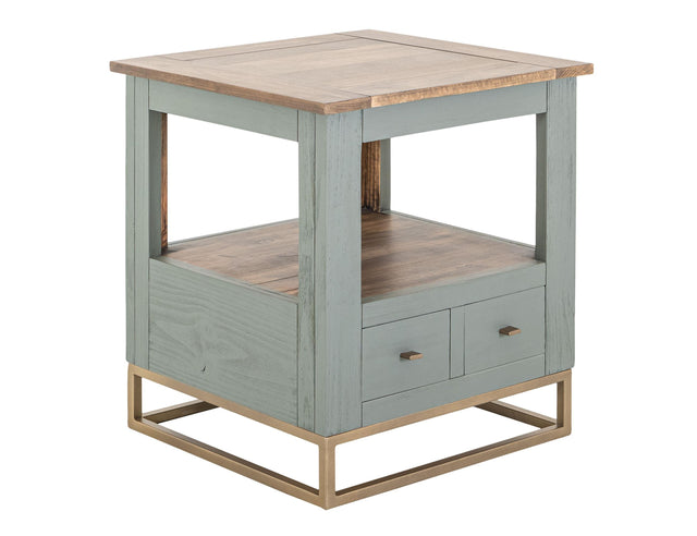 International Furniture Direct Timber - End Table - Forest Green