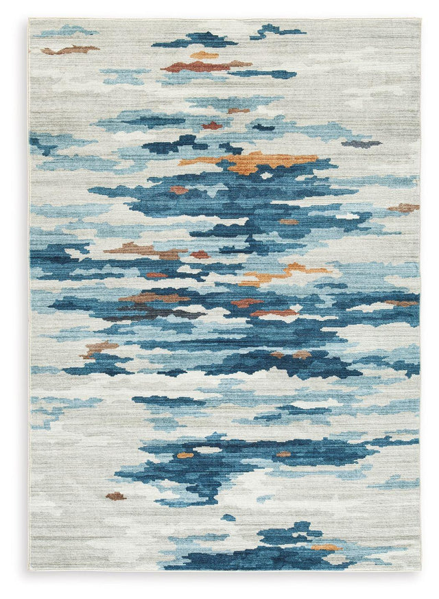 Ashley Vinlett Washable Medium Rug - Cream/Blue/Brown