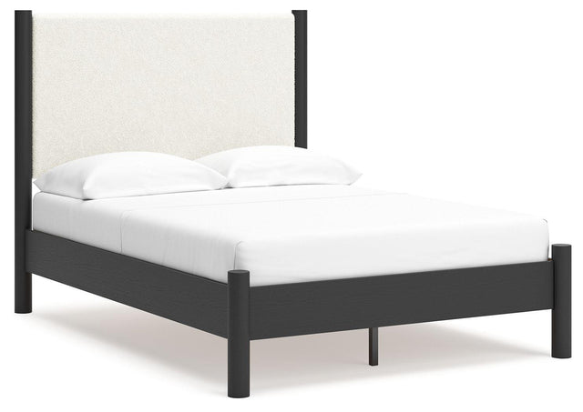 Ashley Cadmori - Black / White - Full Upholstered Panel Bed