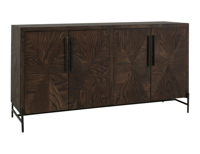 International Furniture Direct Black Verona - 4-Door Console - Deep Forest Brown