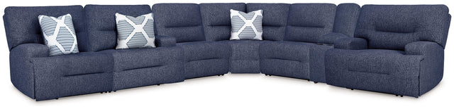 Ashley Acklen Place - Navy - 7-Piece Power Reclining Sectional With Storage Console
