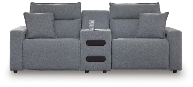 Ashley Modmax - Salt And Pepper - 3-Piece Power Reclining Sectional With Audio Console