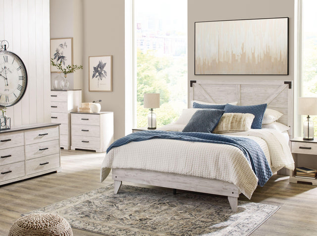 Ashley Shawburn - White / Black / Gray - 5 Piece - Dresser, Queen Panel Platform Bed, 2 Nightstands