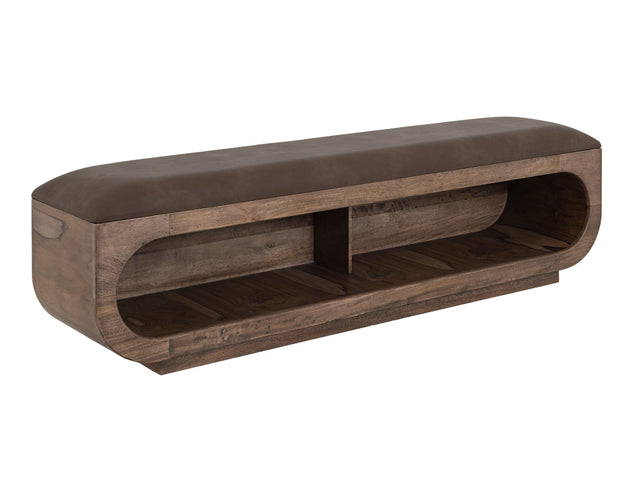 International Furniture Direct Balam - Wooden Bench With A Cushioned Seat - Brown
