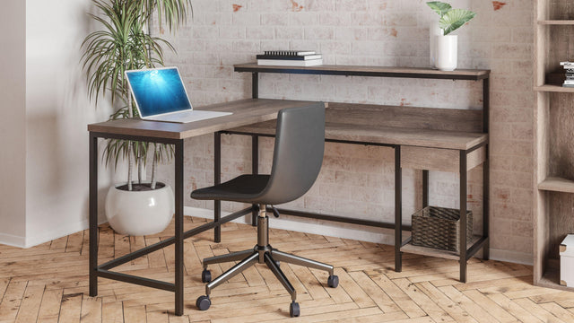 Ashley Arlenbry - Gray - 2 Pc. - L-desk With Storage, Swivel Desk Chair