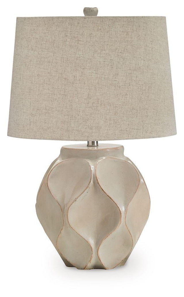 Ashley Edselham Paper Table Lamp (1/CN) - Distressed Cream