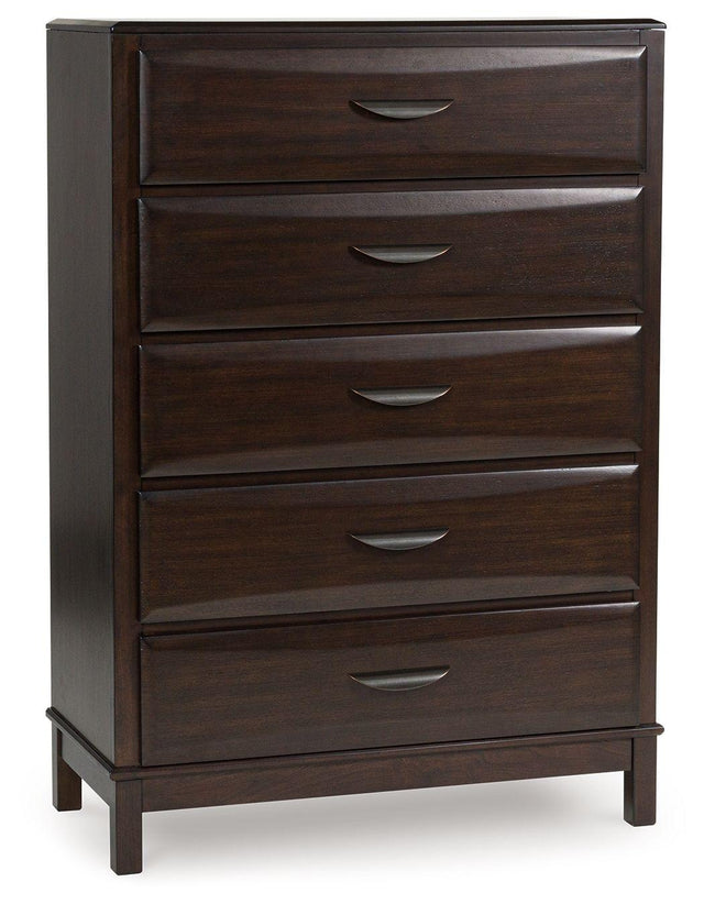 Ashley Vanmore Five Drawer Chest - Dark Brown