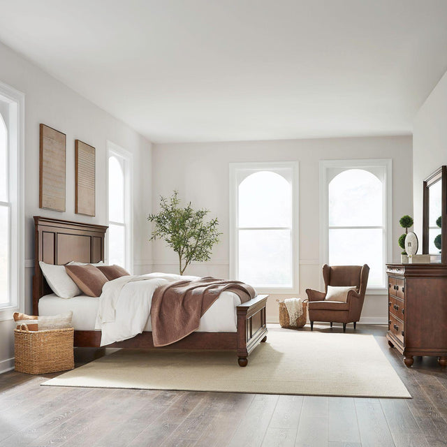 Liberty Furniture Rustic Traditions - 3 Piece Bedroom Set (Queen Panel Bed, Dresser & Mirror) - Cherry