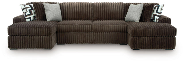 Ashley Midnight-Madness - Chocolate - 3-Piece Double Chaise Sectional