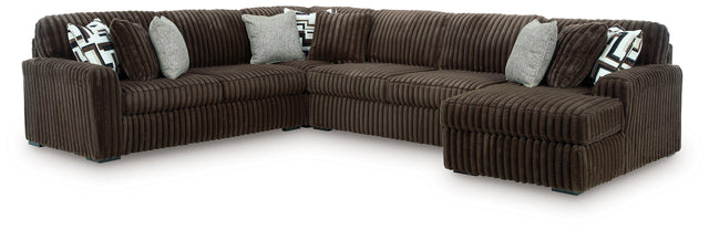 Ashley Midnight-Madness - Chocolate - 4-Piece Sectional With RAF Corner Chaise