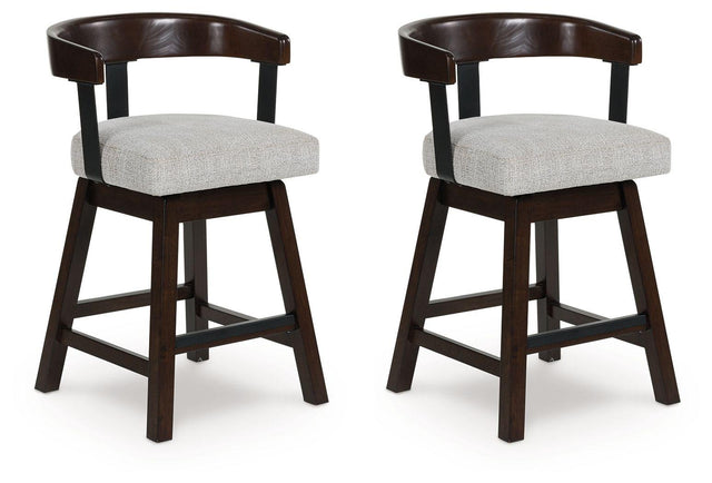 Ashley Haddigan UPH Swivel Barstool (2/CN) - Dark Brown
