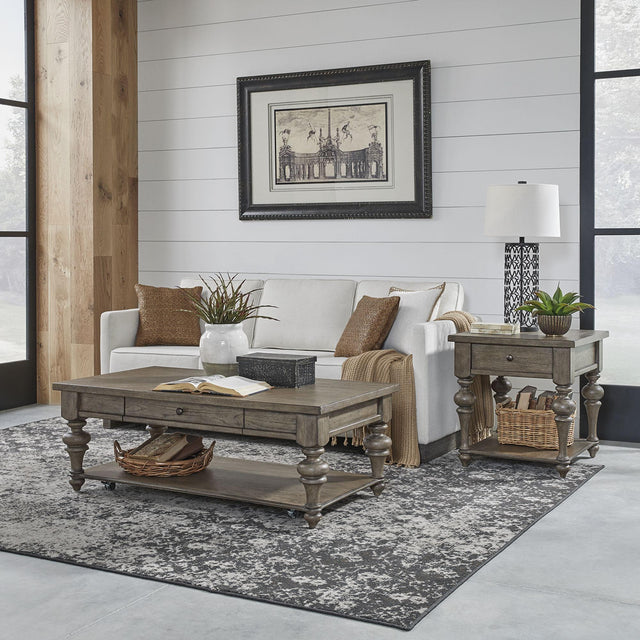 Liberty Furniture Americana Farmhouse - 3 Piece Table Set (1 Cocktail 2 End Tables) - Light Brown