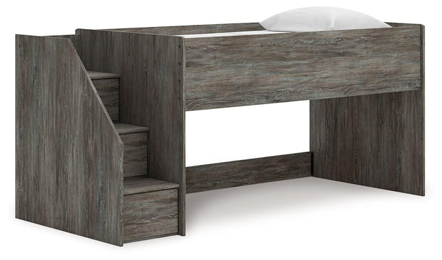 Ashley Frandern - Gray - Twin Loft Bed With Left Storage Steps