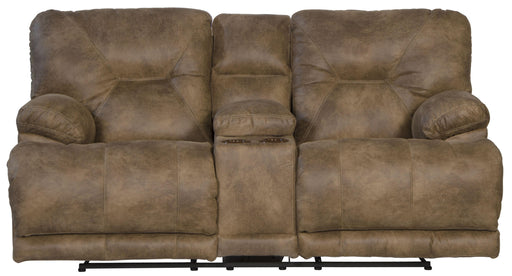 Catnapper Voyager - Lay Flat Console Reclining Loveseat - Brandy - Fabric