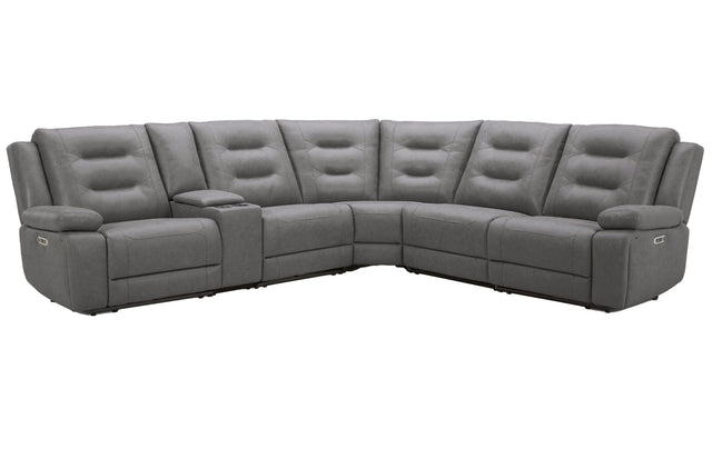 Parker House Caldwell - 6 Piece Modular Power Reclining Sectional With Power Adjustable Headrests - Tahoe Fog