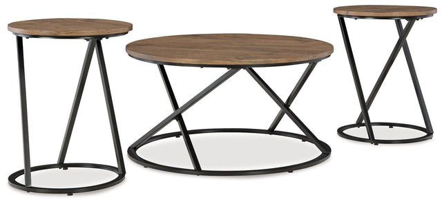 Ashley Cassbryn Occasional Table Set (3/CN) - Brown/Black