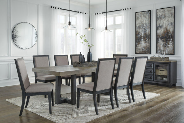 Ashley Foyland - Black / Brown - 10 Pc. - Dining Room Table, 8 Side Chairs, Server