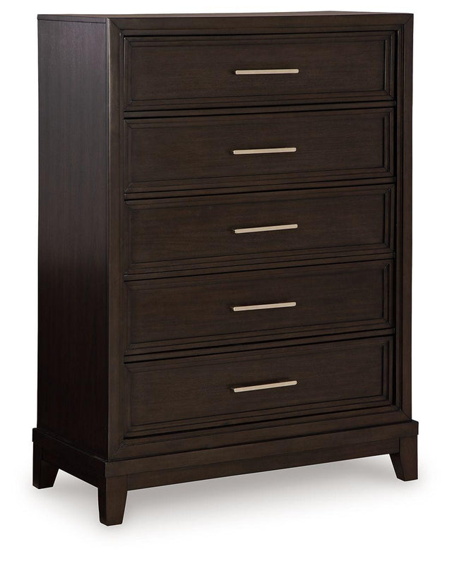 Ashley Neymorton Five Drawer Chest - Dark Grayish Brown