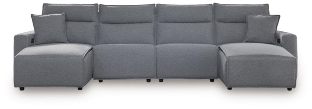 Ashley Modmax - Salt And Pepper - 4-Piece Power Reclining Sectional With Double Chaise