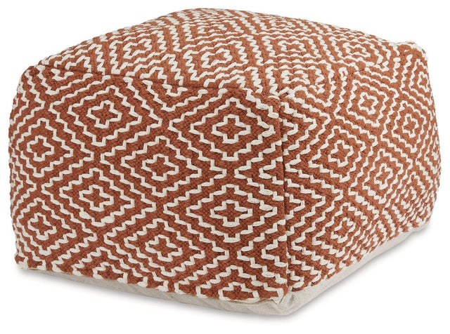 Ashley Brynnsen Pouf - Rust/Ivory