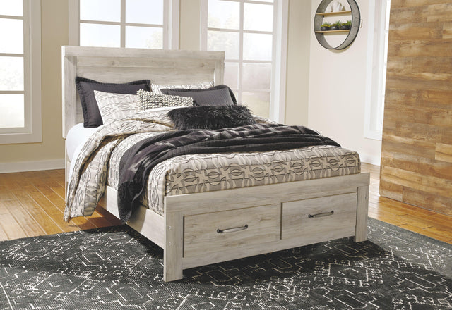 Ashley Bellaby - Whitewash - Queen Platform Bed with 2 Storage Drawers
