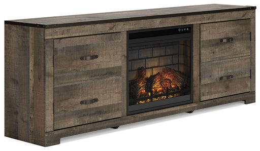 Ashley Trinell - Brown - 72" TV Stand With Faux Firebrick Fireplace Insert