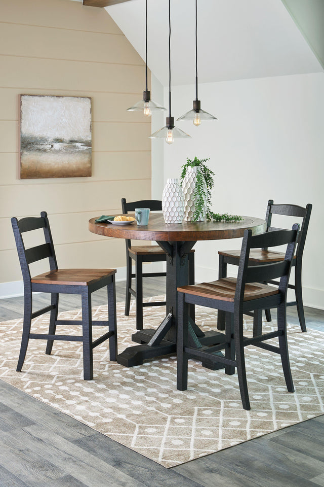 Ashley Valebeck - Multi - 6 Pc. - Counter Height Dining Table, 4 Barstools