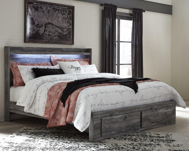 Ashley Baystorm - Gray - King Panel Bed with 2 Storage Drawers