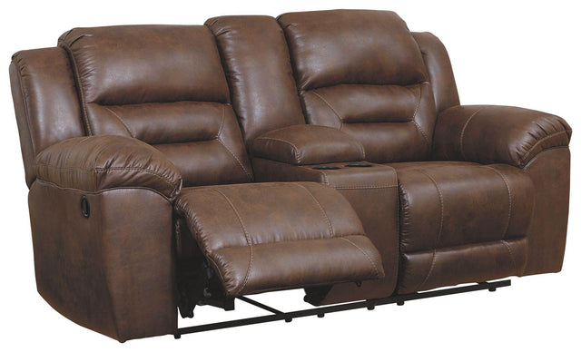 Ashley Stoneland DBL REC PWR Loveseat w/Console - Chocolate