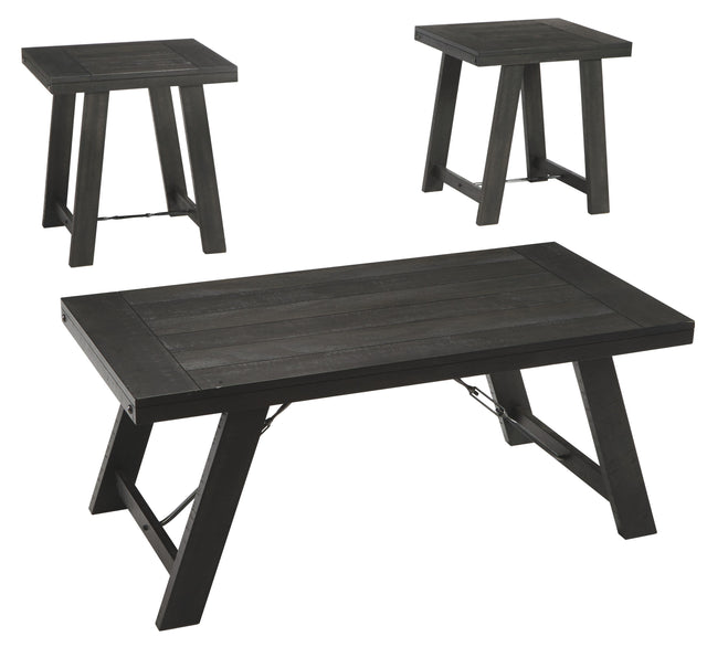 Ashley Noorbrook Occasional Table Set (3/CN) - Black/Pewter
