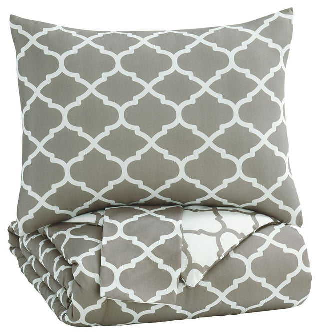 Ashley Media Full Comforter Set - Gray/White