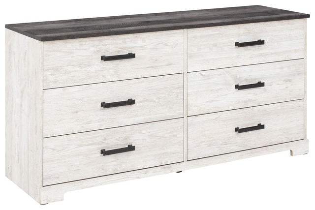 Ashley Shawburn Six Drawer Dresser - Whitewash/Charcoal Gray