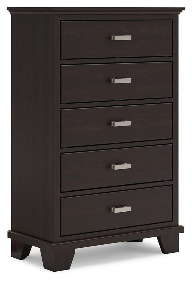 Ashley Covetown Five Drawer Chest - Dark Brown