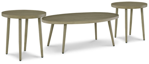 Ashley Swiss Valley - Beige - Outdoor Coffee Table With 2 End Tables