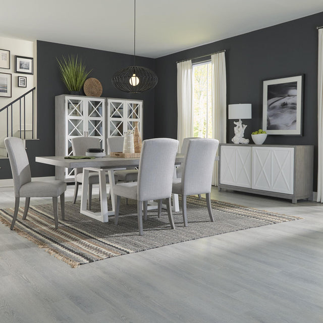 Liberty Furniture Palmetto Heights - 7 Piece Double Pedestal Table Set - White