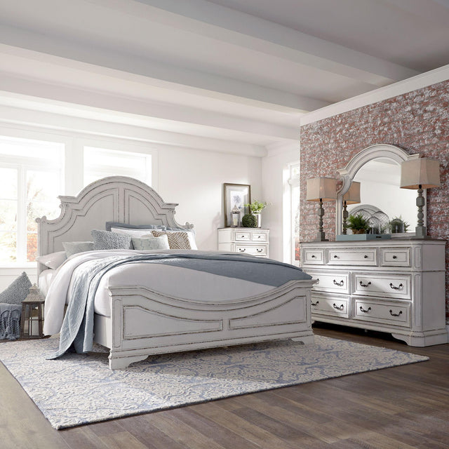 Liberty Furniture Magnolia Manor - 4 Piece Bedroom Set (Queen Panel Bed, Dresser & Mirror, Chest) - White