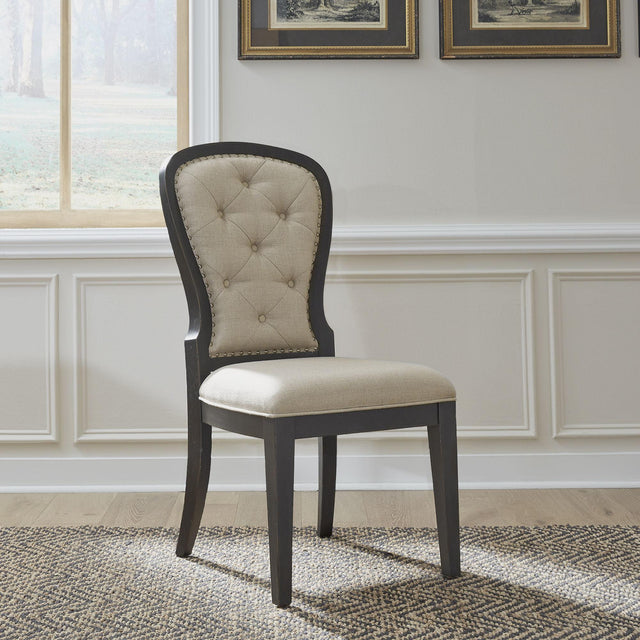 Liberty Furniture Americana Farmhouse - Upholstered Tufted Back Side Chair - Black