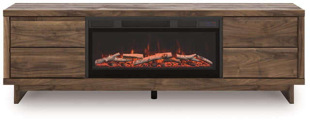 Ashley Zadilyn - Brown - 72" TV Stand With Electric Fireplace