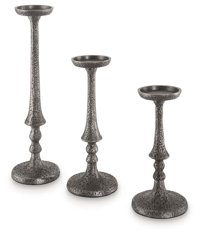 Ashley Eravell Candle Holder Set (3/CN) - Pewter Finish