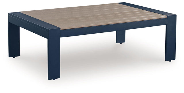 Ashley East Beach Rectangular Cocktail Table - Navy Blue/Driftwood