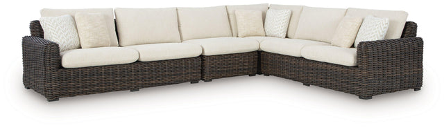 Ashley Kimora - Beige / Dark Brown - 4-Piece Outdoor Sectional