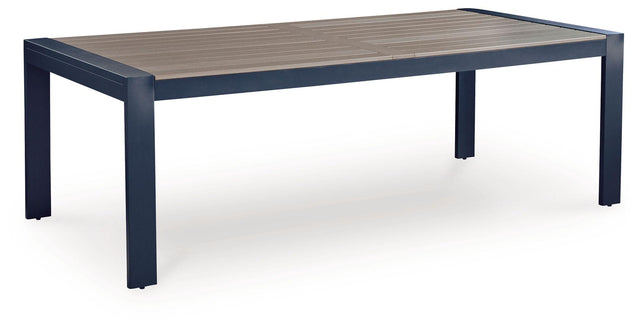 Ashley East Beach RECT Dining Table w/UMB OPT - Navy Blue/Driftwood