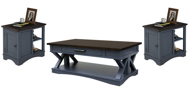 Parker House Americana Modern - Cocktail Table With 2 Chairside Tables - Denim